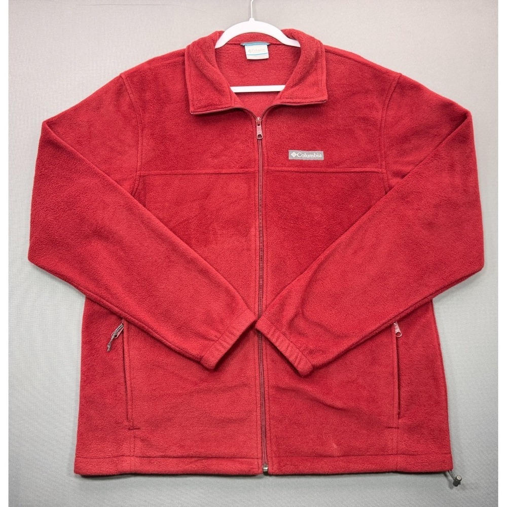 Columbia Steens Mountain Full Zip Fleece Jacket Red Pockets | Men's Large
